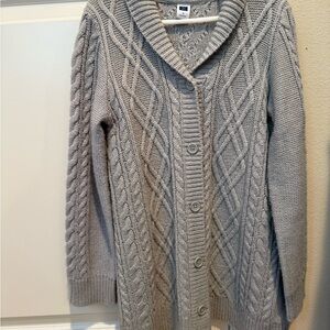Janie and Jack Light Gray Cable-Knit Button Cardigan